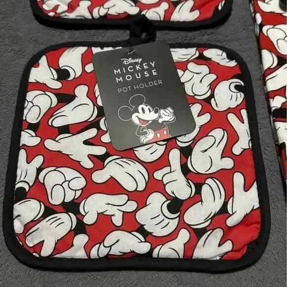 NEW 3pc Disney Mickey Mouse Kitchen Towel and Potholders Set - Picture 2 of 5